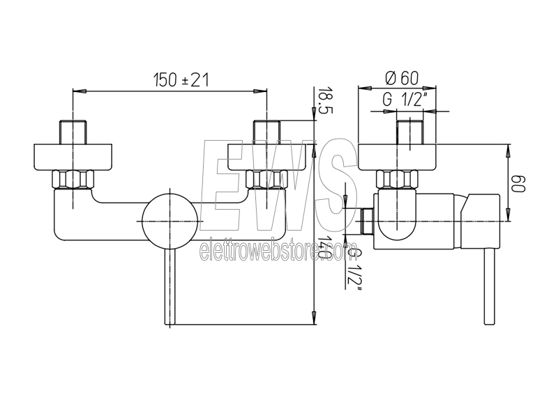 Paini Cox wall-mounted shower mixer 78CR511