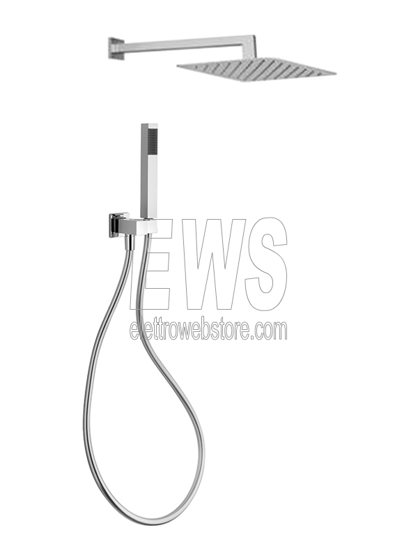Paini Kit doccia quadro 25x25cm braccio doccetta supporto presa acqua 53CR441QQP6