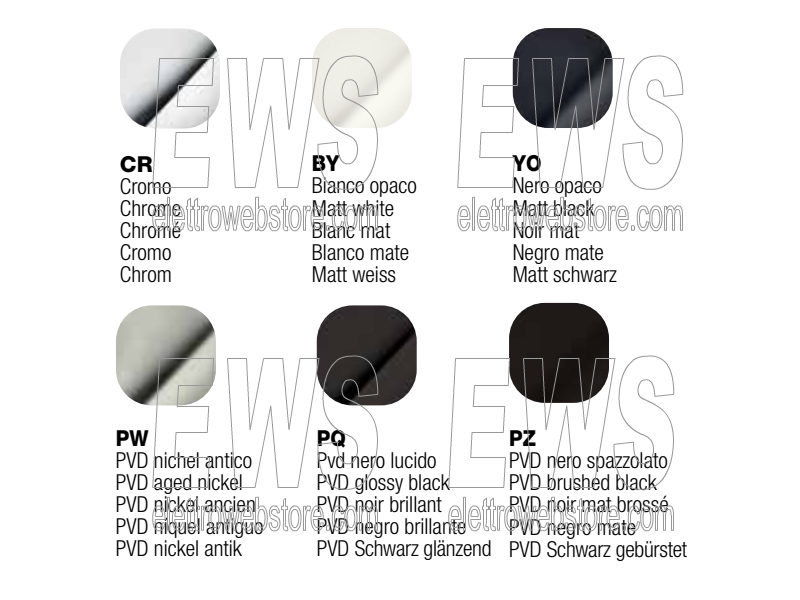 Finitions disponibles sur commande pour la ligne Paini Cox