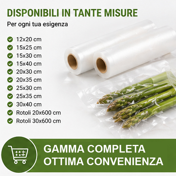 sacchetti-sottovuoto-goffrati, buste-sottovuoto-alimentari, 105-micron, conservazione-alimenti, universali, compatibili-tutte-le-macchine, sous-vide, congelatore, 20x30, 30x40, 15x25, 25x35, 100-pezzi, bpa-free, 5-strati, uso-domestico-professionale