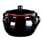 Bean pot with lid Vulcania glazed earthenware B1FA4