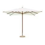 Parasol 3 x 4 m with central wooden pole ecru cover E4011E