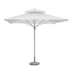 Push-up umbrella 3 x 3 m with central aluminium pole white E5049B