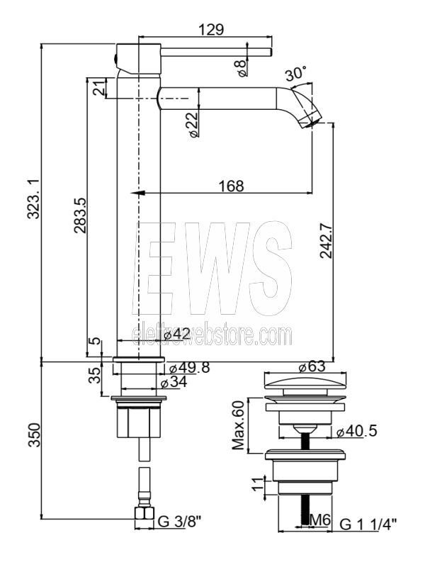 Paini Cox mitigeur lavabo haut de gamme noir mat 78YO211TCOLLSR