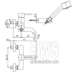 Paini Cox exposed mixer with swivel shower kit for bath tub 78CR105