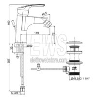 Paini Atomix monomando bidé desagüe automático D1CR306G