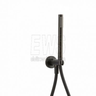 Paini Kit doccia tondo diam.25 cm braccio doccetta supporto presa acqua nero opaco 78YO441TC