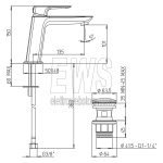Paini Nove Mittlere Waschtisch-Einlochbatterie mit Click-Clac-Ablaufgarnitur 09CR211MESR
