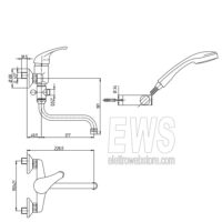 Paini miscelatore CRETA 100 vasca esterno con deviatore rotativo 42CR104