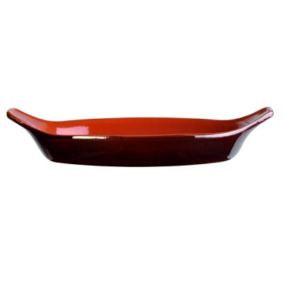 Vulcania plaque à pâtisserie ovale émaillée couleur terre B1TM0