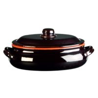 Umidiera ovale con coperchio color terra Vulcania terracotta smaltata B1UO2
