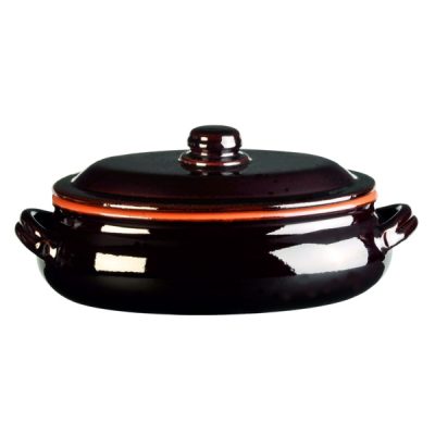 Vulcania humidificateur ovale vitré de couleur terre avec couvercle B1UO2