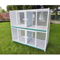 BATTERIA DI 2 GABBIE BOX X CANI E GATTI CM 150X60 H 143 A 4 POSTI CON GAMBE E RUOTE MOD. L60G+L60