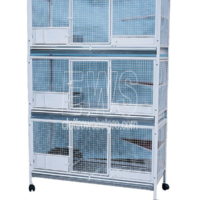 Batteria di 3 gabbie box per gatti cm 120X50 H 187 a tre piani con gambe e ruote MOD. L53G+2L53