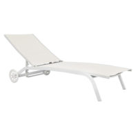 Lettino con ruote in alluminio bianco textilene ecrù CLAT52E