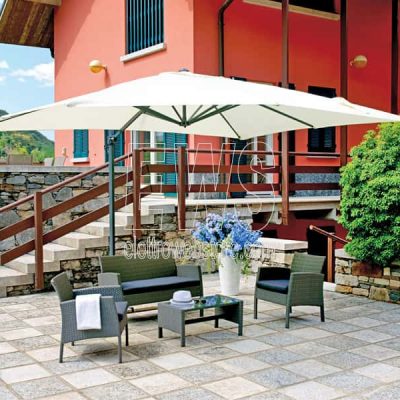 Sonnenschirm 3 x 4 m ecru mit taubenfarbener Seitenstange E5037TE
