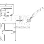 Paini Nove external mixer with hand shower for bathtub 09CR105