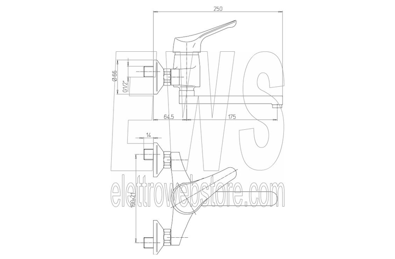 Paini Pilot 04CR501P1 Verchromte Spültisch-Wandbatterie