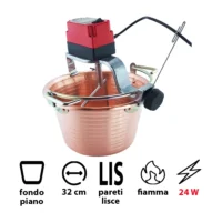 paiolo-rame-fondo-piano-diam.32-cm-pareti-lisce-fiamma-motore-24-watt-botta-nuovafac-art.08MP-