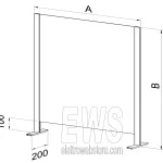 Schottwand mit Plexiglas-Barrierestütze