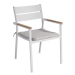 Malibù white aluminium chair teak armrests MCH03B