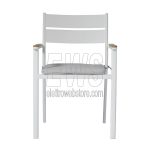 Malibù white aluminium chair teak armrests MCH03B