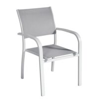 Sedia Viareggio alluminio bianco textilene grigio CHA56B