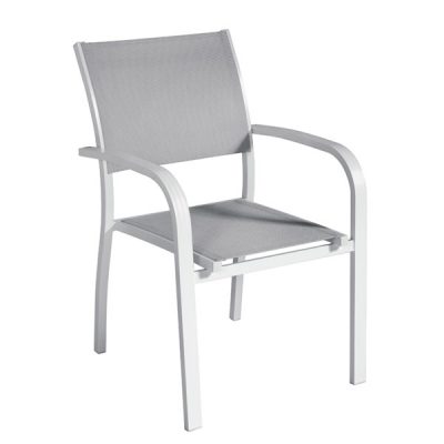 Viareggio Aluminium weiß textilene grau Stuhl CHA56B