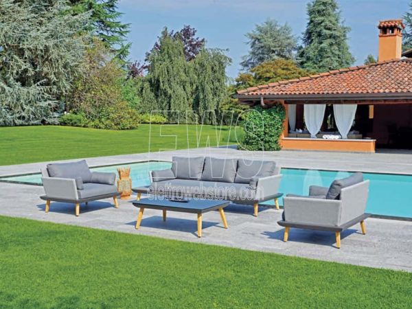 Set Houston in alluminio e textilene tavolo+divano e 2 poltrone MST10