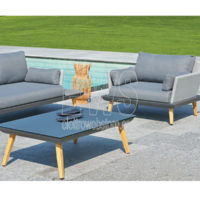 Conjunto de mesa+sofá y 2 sillones Houston de aluminio y textileno MST10