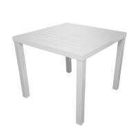 Tavolo San Vincenzo 80x80 a doghe in alluminio bianco STA23B